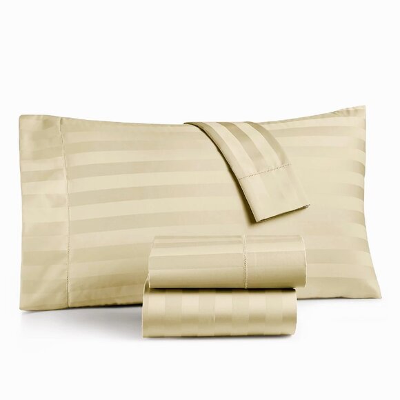brand new 4-piece STRIPE Charter Club Damask 550 TC 100% Cotton FULL Sheet Set - Picture 1 of 8